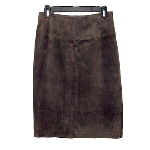 TRISTAN & ISEULT Taupe Brown Suede Quiet Luxury Pencil Skirt Office Boho sz 2